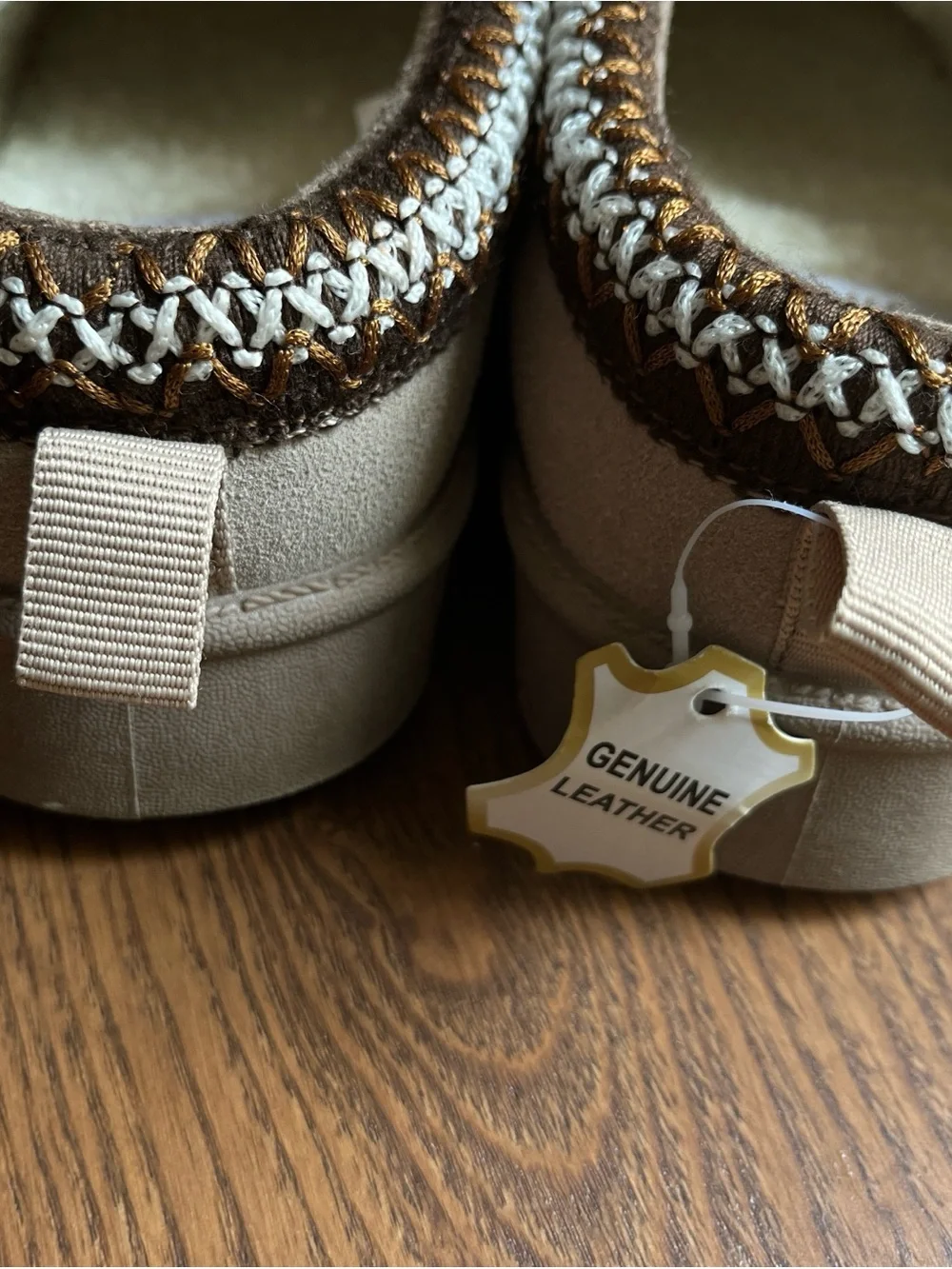 Kids Cozy Slip-On Moccasin Slippers in Tan with Faux Shearling